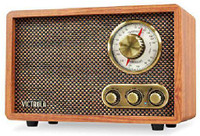 Victrola Retro Wood Bluetooth FM/AM Radio with Rotary Dial FM Radio(Brown)