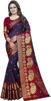 MC MAANYASRI CREATION Woven Kanjivaram Cotton Silk Saree(Blue, Red)
