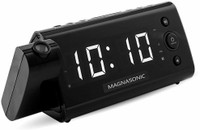 Electrohome EAAC475W USB Charging Alarm Clock Radio with Time Projection FM Radio(Black)