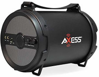 Axess SPBT1040GY Portable Bluetooth 2.1 Hi-Fi Cylinder Loud Speaker and FM Radio FM Radio(Black)