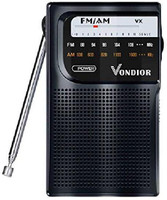 Vondior One Day Sale!- AM/FM Battery Operated Portable Pocket Radio FM Radio(Black)