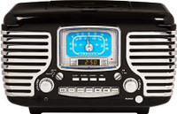 Crosley CR612D-BK Corsair Retro AM/FM Dual Alarm Clock Radio with CD Player FM Radio(Black)