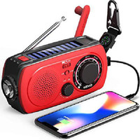 ezbnb Emergency Radio NOAA Weather Radio â€“ Portable Hand Crank Solar FM Radio(Red)