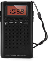 Horologe Portable Pocket Handy AM FM Radio with Speaker, Sleep Timer FM Radio(Black)