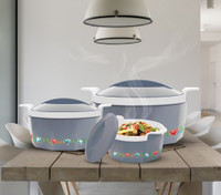 MILTON Elegance Pack of 3 Thermoware Casserole Set(395 ml, 750 ml, 1350 ml)