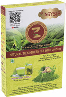 ZINGYSIP Natural Tulsi Green Tea with Ginger Flavour (50-65 Cups) Tulsi, Ginger Tea Box(100 g)