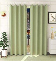 Fab Castle 214 cm (7 ft) Polyester Door Curtain (Pack Of 2)(Plain, Olive Green)