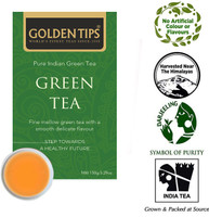Golden Tips Pure Green Tea Envelope Tea Bags (150gm 75 Cups) 100% Natural | Helps to Weight Loss, Antioxidant Rich, Garden Fresh Black Pepper Green Tea Bags Box(150 g)
