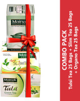 Mainak Slim Tea + Tulsi Tea + Organo Unflavoured Green Tea Bags Box(25 Bags)