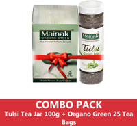 Mainak Tulsi Tea 100g + Unflavoured Green Tea Bags Plastic Bottle(25 Bags)