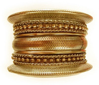 JSD Alloy Gold-plated Bangle Set(Pack of 12)