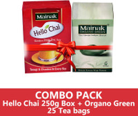 Mainak Original CTC Hello Chai 250g + Organo Unflavoured Green Tea Bags Box(25 Bags)