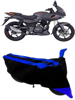 MELVIS Two Wheeler Cover for Bajaj(Pulsar 180 DTS-i, Black, Blue)