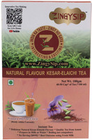ZINGYSIP Flavored Kesar Elaichi Tea Powder,(50-65cups) Cardamom, Saffron Tea Box(100 g)
