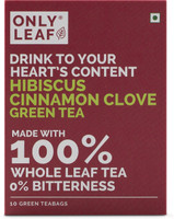 Onlyleaf 100% Natural Refreshing Zesty Hibiscus, Cinnamon, Cloves Green Tea Bags Box(10 Bags)