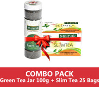 Mainak Slim Tea Bags with Indian Herbs + Unflavoured Green Tea Plastic Bottle(100 g)
