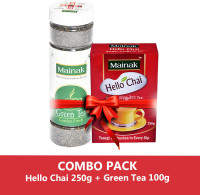 Mainak Hello Chai CTC Black Tea 250g + Unflavoured Green Tea Plastic Bottle(100 g)