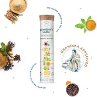 Wellbeing Nutrition Grandma's Kadha, Organic Certified Ayurvedic Herbal Remedy for Cold, Cough, Flu, Sore Throat, Congestion |Natural Immunity Booster (15 Effervescent Ta