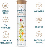 Wellbeing Nutrition Grandma's Kadha, Organic Certified Ayurvedic Herbal Remedy for Cold, Cough, Flu, Sore Throat, Congestion |Natural Immunity Booster (15 Effervescent Ta