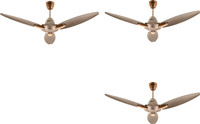 USHA CF1250MM BLOOM DAFFODIL SPARKLGOLD&BRGBD 1250 mm 3 Blade Ceiling Fan(Sparkle Gold & Brown, Pack of 3)