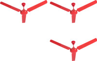 USHA CF 1200MM RACER RICH RED W/O REG 1200 mm 3 Blade Ceiling Fan(Rich Red, Pack of 3)
