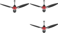 USHA CF1250MM BLOOM DAFFODIL SPARKLRED&BLKGBD 1250 mm 3 Blade Ceiling Fan(Sparkle Red & Black, Pack of 3)