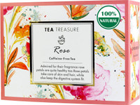 TeaTreasure Sun Dried Rose Petals Infusion Tea for Beautiful Skin and Hair Rose Herbal Tea Bags Box(18 Bags)