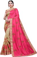 Krishna R fashion Woven Bollywood Jacquard Saree(Pink, Cream)