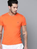 HRX by Hrithik Roshan Solid Men Round Neck Orange T-Shirt