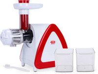 BMS Lifestyle Slow Masticating juicer Extractor, Cold Press Juicer Machine, Quiet Motor, Reverse Function, High Nutrient Fruit and Vegetable Juice with Juice Jug & Brush for Cleaning 150 Juicer (white-red)