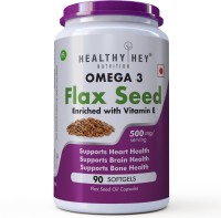 HealthyHey Nutrition Flaxseed Oil with Vitamin E - 500 mg - Omega-3 - Support Heart Health - 90 Softgels(500 mg)