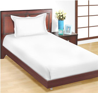 HERMOSA Cotton Single Flat 250 TC Striped 1 Bedsheet with 2 Pillow Covers(Glace Cotton tripes Plain Bedsheet Single Bed with 1 Pillow Covers for Home/Hotels/Guest House/ -White)
