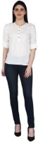 Sushil Garments Casual 3/4 Sleeve Solid Women White Top