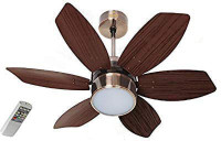 Polycab 800mm India Heritage Style || Multi color Down light with Remote Control || Robust Motor || Three Coat Metallic Finish || 2 Years Guarantee 800 mm Silent Operation 6 Blade Ceiling Fan(Antique Copper Rose Wood, Pack of 1)