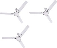 Crompton Super Briz Deco Pack of 3 1200 mm 3 Blade Ceiling Fan(Silver White, Pack of 3)