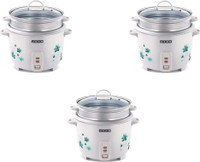 USHA Multi 3718 Pack of 3 Electric Rice Cooker with Steaming Feature(1.8 L, White, Pack of 3)