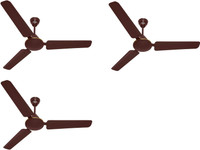 USHA Technix 5 Star (Without Regulator) 1200 mm 3 Blade Ceiling Fan(Rich Brown, Pack of 3)