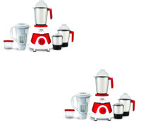 USHA MG 3775 Pack of 2 Mixer Grinder 750 Mixer Grinder (4 Jars, Red,white)