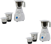 USHA 2853 Smash Pack of 2 Mixer Grinder 230 Mixer Grinder (6 Jars, White)