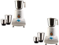 USHA 2753 Pack of 2 Mixer Grinder 500 Mixer Grinder (3 Jars, White)
