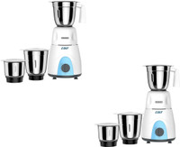USHA Usha101 Pack of 2 Mixer Grinder 500 Mixer Grinder (3 Jars, Blue ,White)