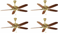 USHA Hunter Savoy 1320 mm 5 Blade Ceiling Fan(Bright Brass, Pack of 4)