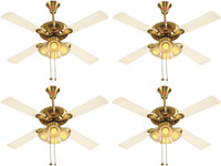 USHA Fontana Orchid 1280 mm 4 Blade Ceiling Fan(Gold Ivory, Pack of 4)