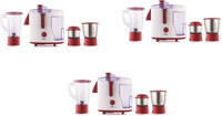 USHA 0500XJ3 SPARKLE 500 Juicer Mixer Grinder (3 Jars, Red)