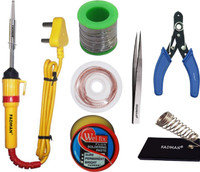 FADMAN BASIC COMPLETE KIT PART TYPE-7 SOLDERING IRON KIT | SOLDER WIRE | STAND | WIRE CUTTER | SOLDERING PASTE FLUX | TWEEZER | DESOLDERING WICK | SOLDERING IRON 25 W Simple(Flat Tip)