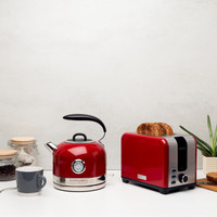 Haden Jersey Toaster and Kettle - Electric Stainless-Steel Two Slice Toaster, 780-930W Combo 2998 W Pop Up Toaster(Red)
