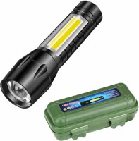 HVG TRADERS High Power USB Rechargeable Long Range Led Torch Light Emergency Light+ Desk Light with 3 Adjustable Modes Zoom in Flashlight with Hanging Rope for Torch Keychain(Black) Pack of 1 Torch(Black : Rechargeable)