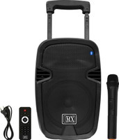 MX 8 inches Portable Multimedia Trolley Speaker With Built-in Amplifier Battery Bluetooth Usb Radio Fm Sd Card Aux Input & Wireless Microphone Remote 3708 Indoor, Outdoor PA System(60 W)