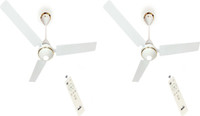 MAYA DC 12 V Battery / Solar Panel Operated Fan 1200 mm 3 Blade Ceiling Fan(White12, Pack of 2)