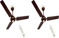 MAYA DCDECOECOTECHIVORY 1200 mm 3 Blade Ceiling Fan(Brown1, Pack of 2)